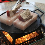 Seared tuna on salt blocks